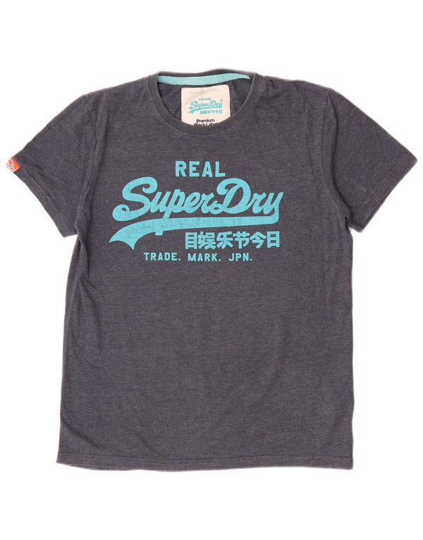 T-shirt grafica da uomo slim fit Superdry XL in cotone blu