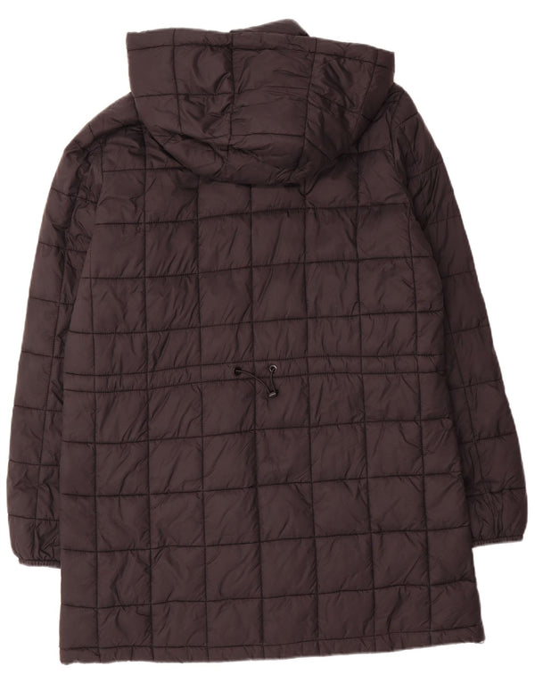 Cappotto imbottito con cappuccio da donna ZARA UK 16 grande poliestere nero