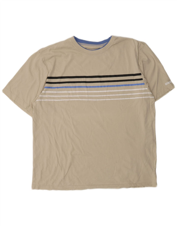 IZOD Mens T-Shirt Top 2XL Beige Striped