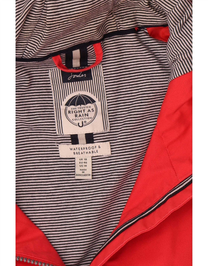 Giacca antipioggia oversize con cappuccio da donna Joules UK 18 XL rosso cotone