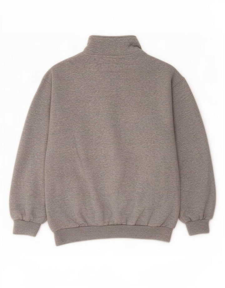 Felpa Diadora da uomo con grafica con zip e collo, piccola, in cotone grigio