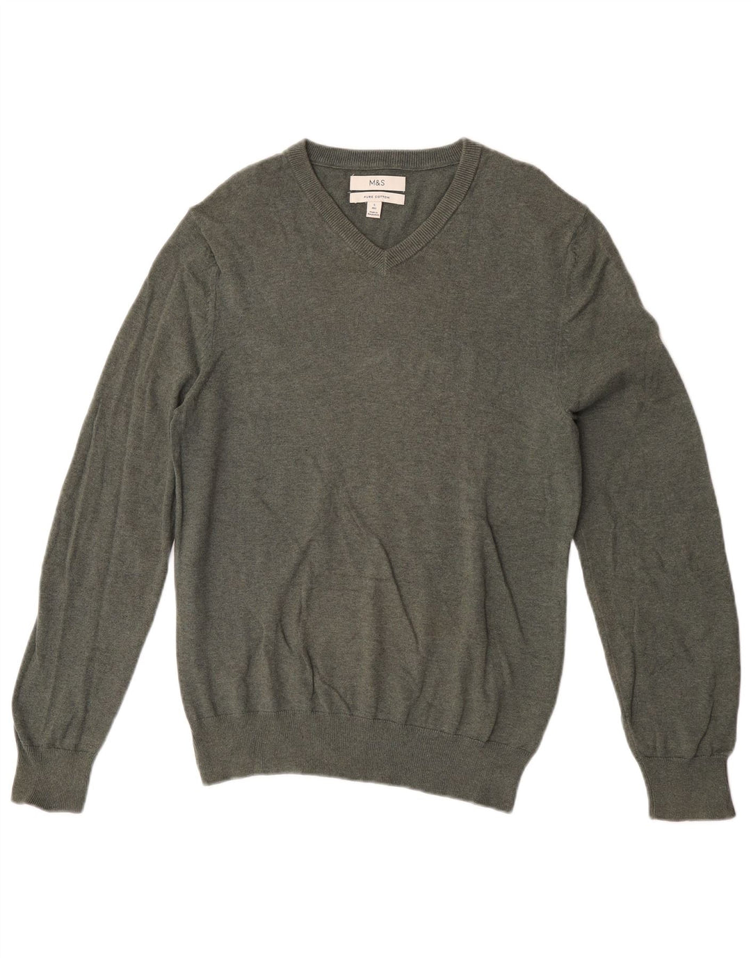 Maglione da uomo con scollo a V Marks & Spencer piccolo in cotone kaki