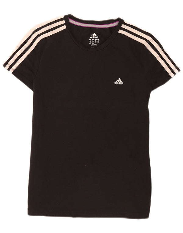 T-shirt regolare da donna Adidas UK 12/14 Medium Black Cotton Sports