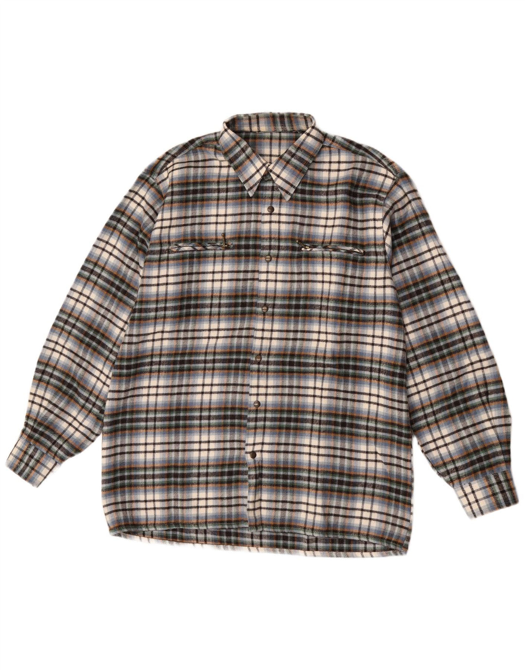 Camicia overshirt da uomo vintage in lana a quadri multicolore grande