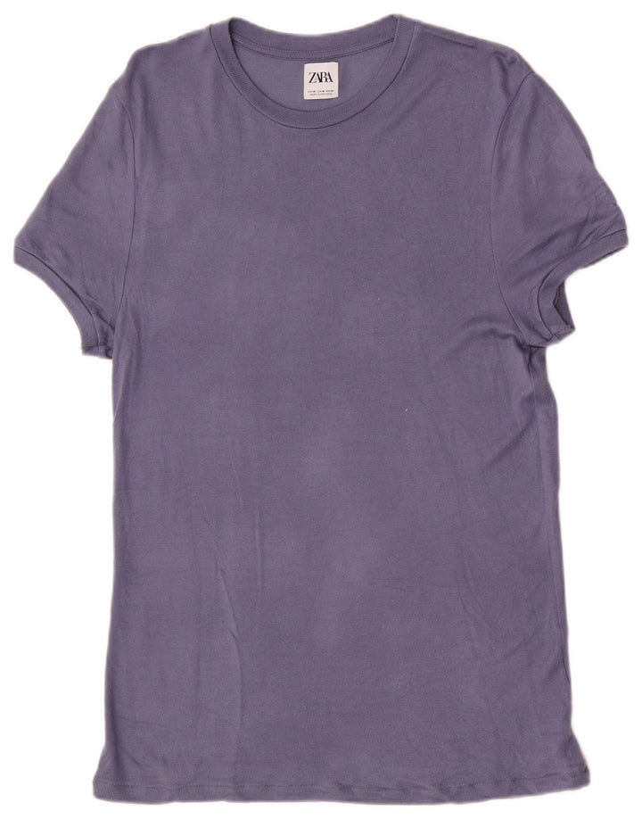 T-shirt Zara da uomo Top viola medio in viscosa