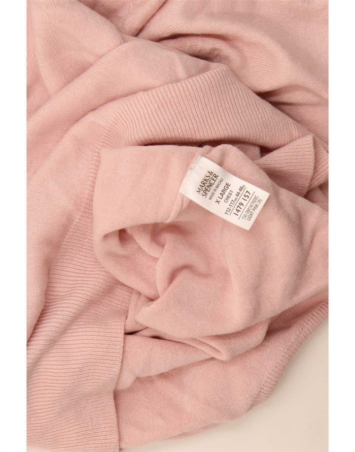 Maglione da uomo con scollo a V Marks & Spencer XL rosa acrilico