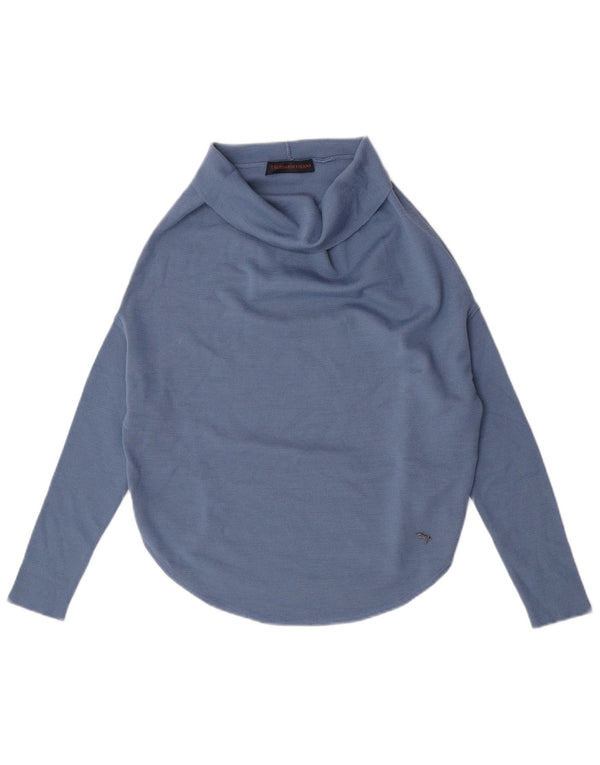 Trussardi Jeans Donna Maglione Asimmetrico con Collo Alto UK 6 XS Blu Mod