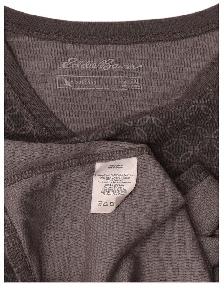 Eddie Bauer Top da donna a maniche lunghe UK 20 2XL Cotone geometrico grigio
