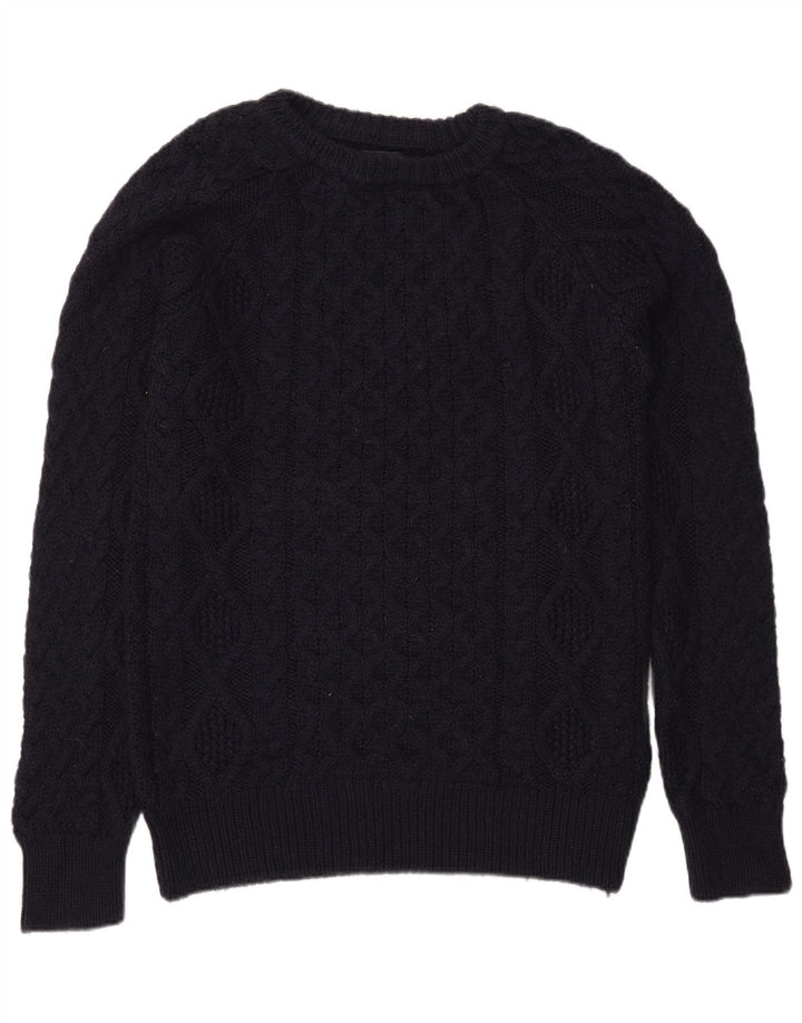 Maglione Zara da uomo con scollo a barca, grande, in lana blu navy