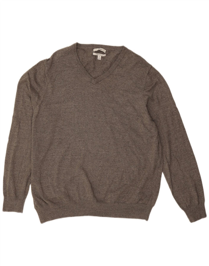 Maglione maglione con scollo a V da uomo Marks & Spencer 3XL cotone grigio