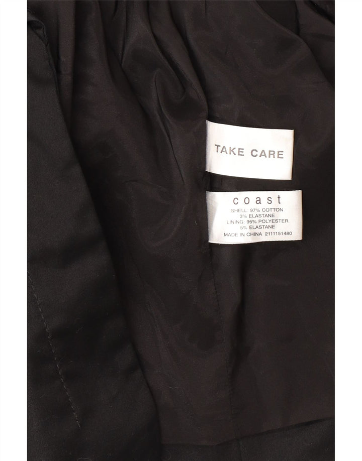 Giacca blazer aperta con maniche a 3/4 Coast da donna UK 16 grande cotone nero