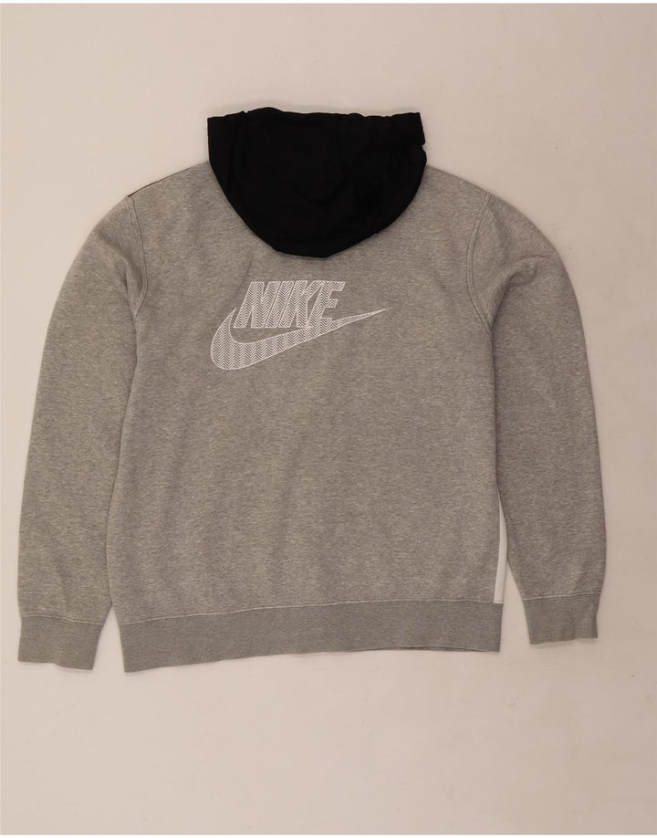 Felpa con cappuccio e zip Nike da uomo in cotone color block grigio medio