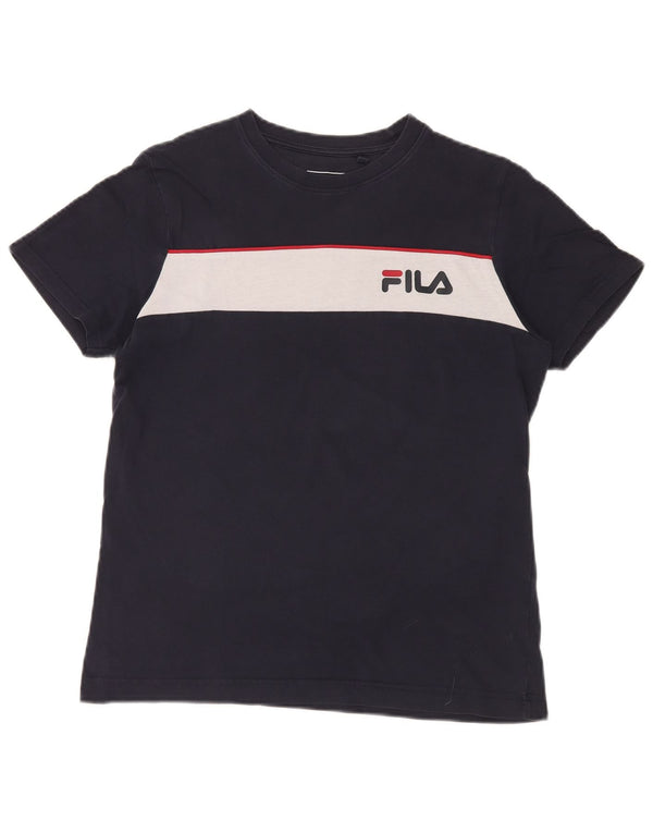 T-shirt grafica da uomo Fila Top Small blu navy color block