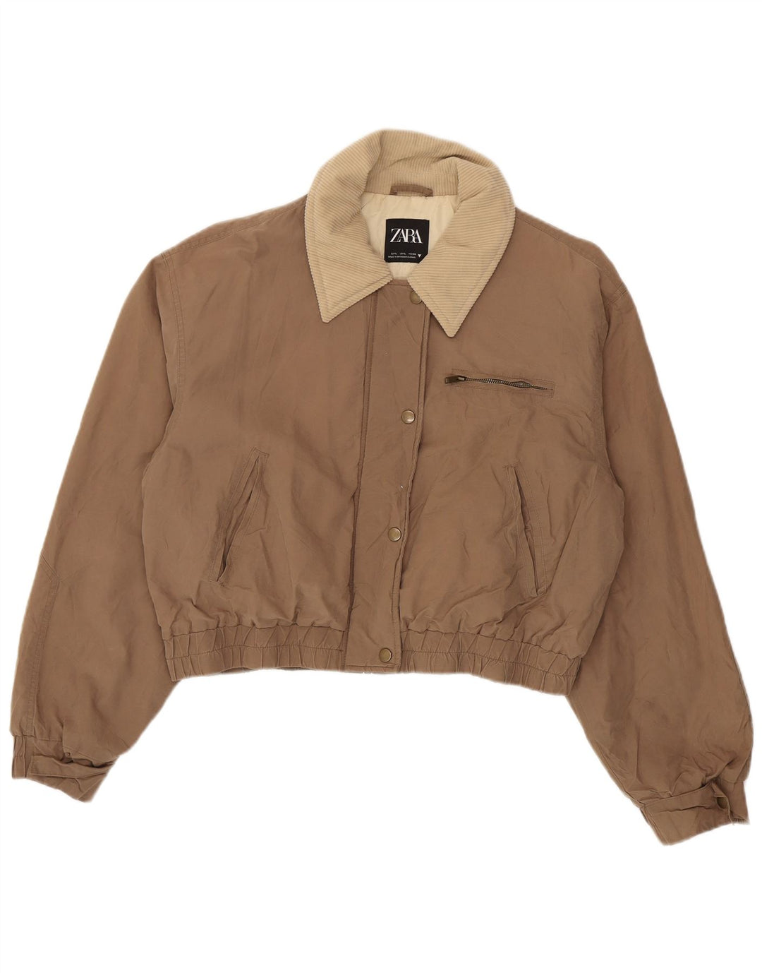 Giubbotto bomber corto da donna Zara UK 16 grande cotone marrone