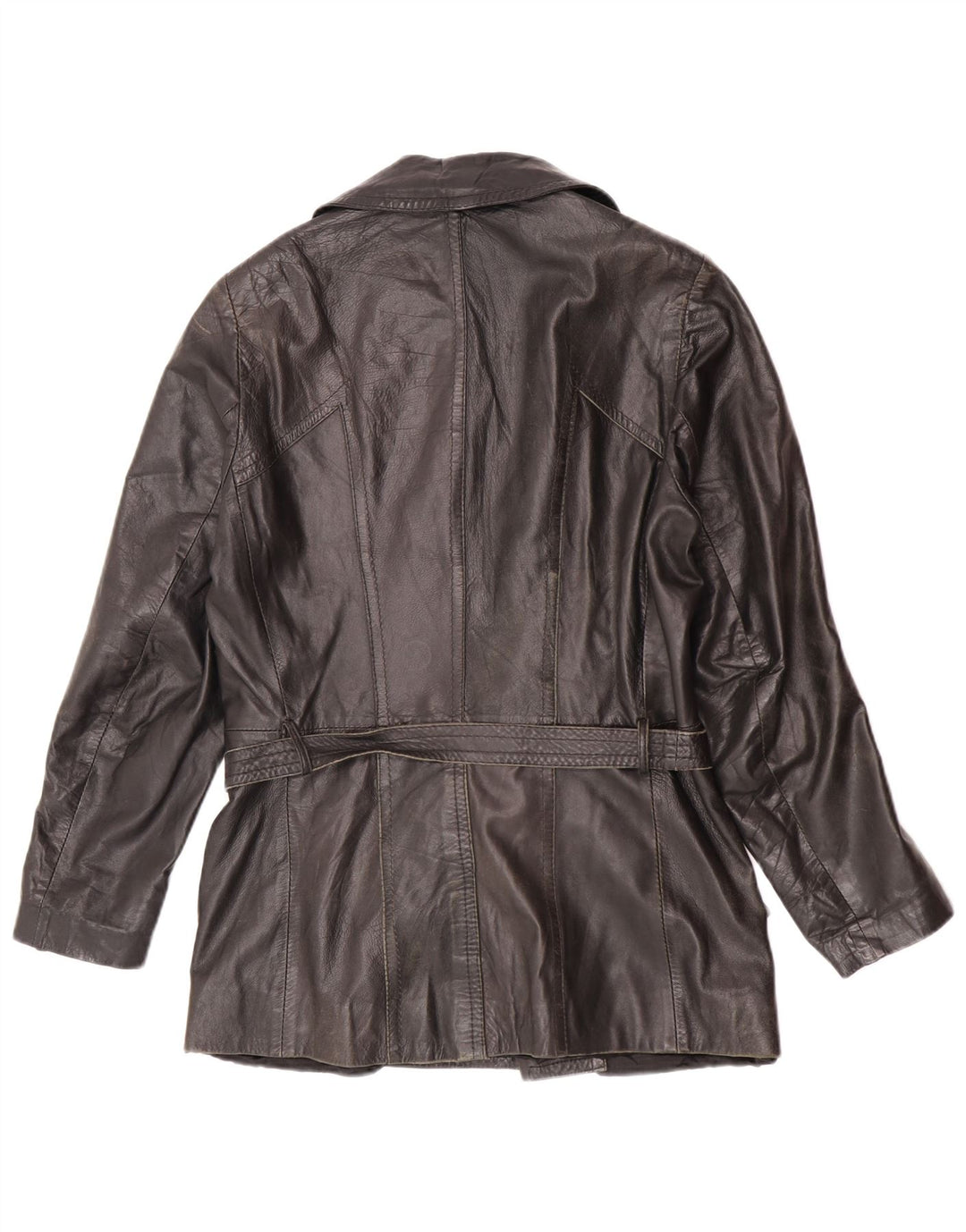 Giacca in pelle doppiopetto vintage da uomo UK 34 XS nera retrò