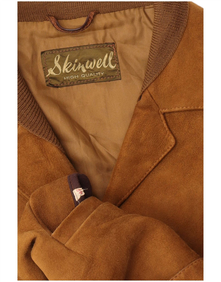 Giacca vintage in pelle scamosciata da uomo IT 48 Marrone medio