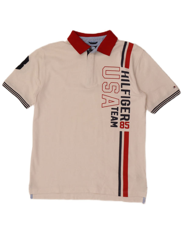 Polo grafica da ragazzo Tommy Hilfiger USA 15-16 anni XL a righe bianche