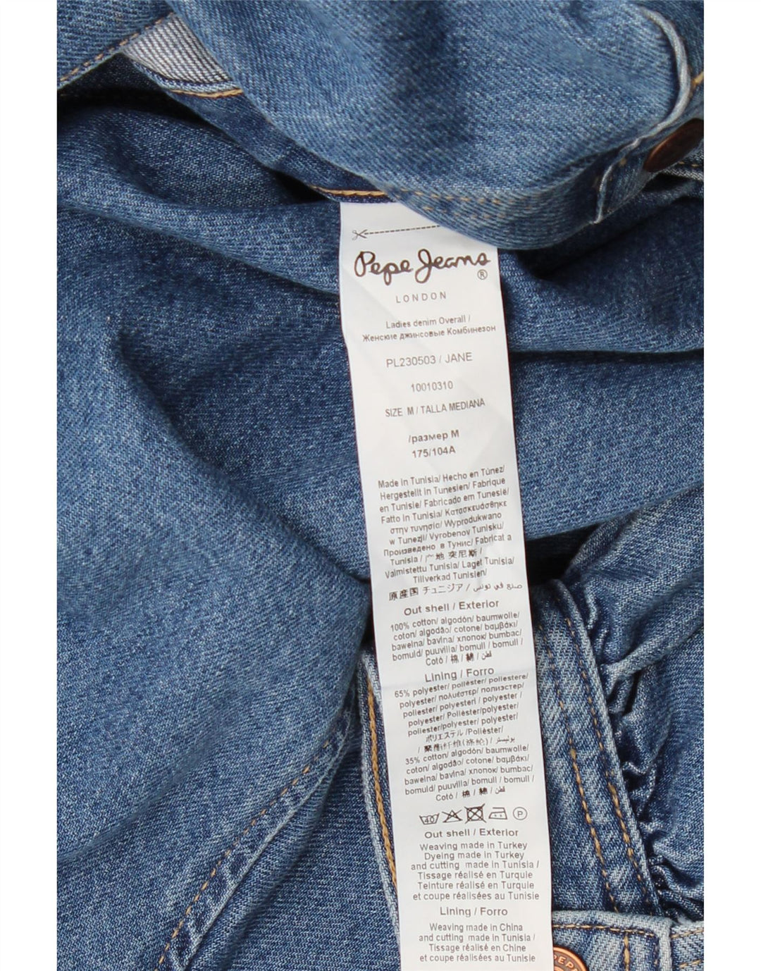 PEPE Jeans Tuta in denim da donna UK 12 Cotone blu medio