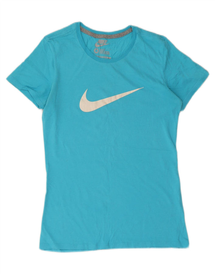 Maglietta grafica Nike da donna slim fit, taglia UK 12, blu medio