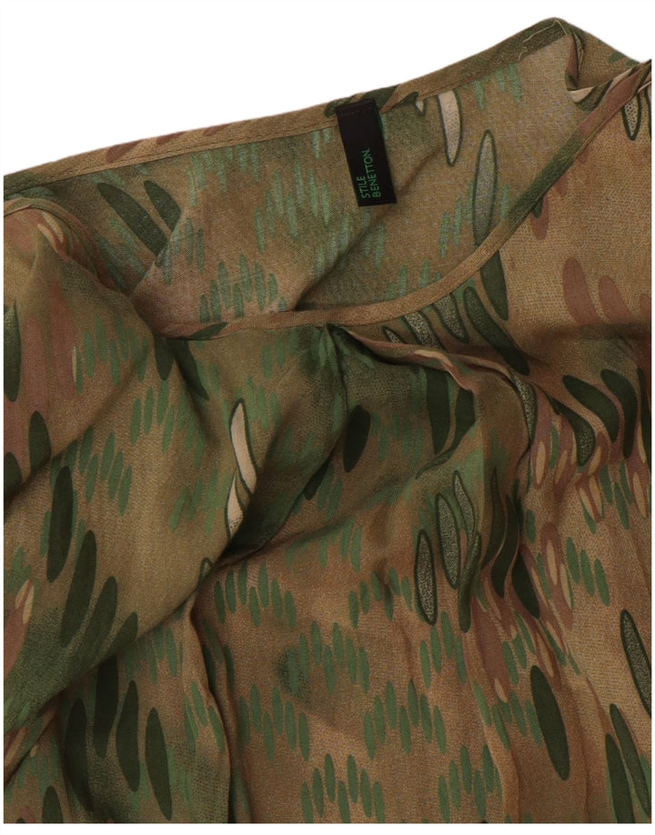 BENETTON Womens Abstract Pattern Sleeveless Blouse Top UK 16 Large Green