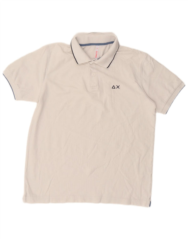 Polo da uomo Sun68 in cotone bianco medio