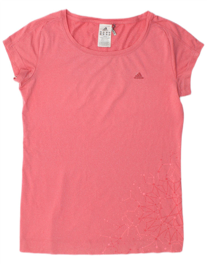 T-shirt grafica da donna Adidas Top UK 12/14 poliestere rosa medio