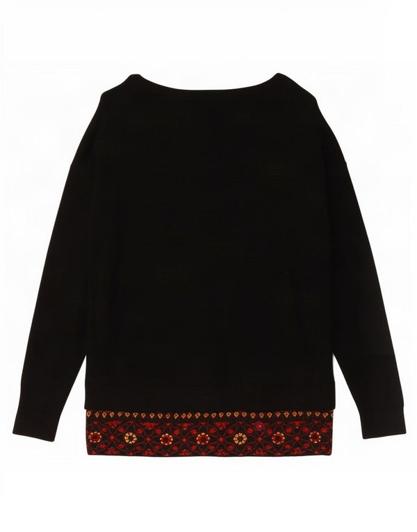 Desigual Womens Cardigan Sweater UK 14 Medium Black Paisley Viscosa