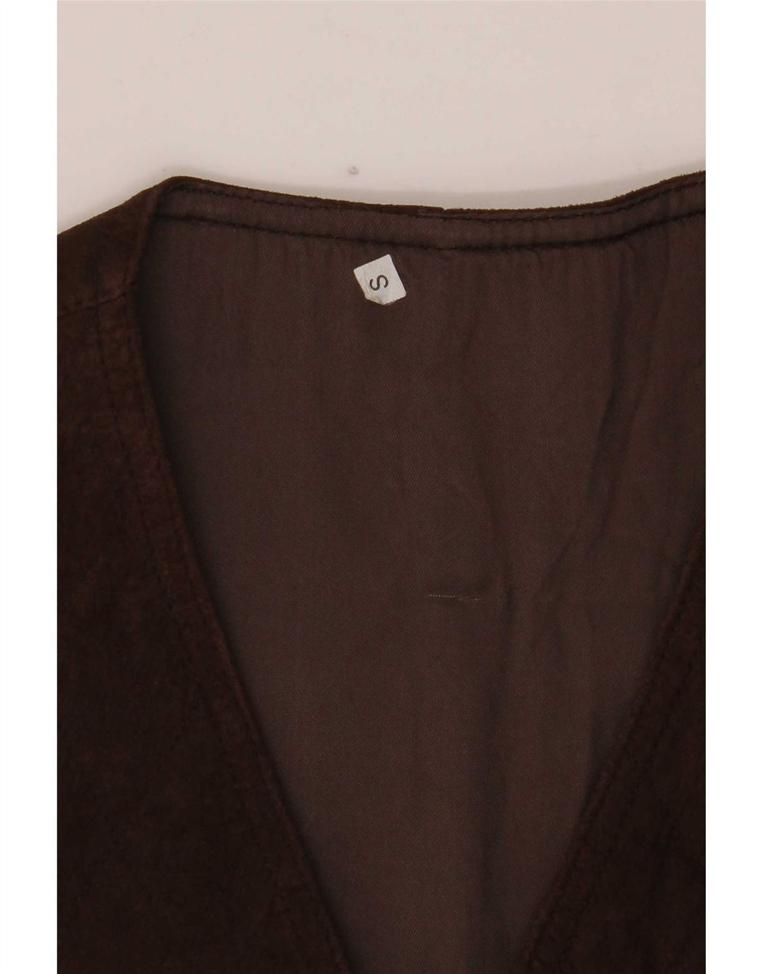 Gilet vintage da uomo in pelle scamosciata piccolo marrone