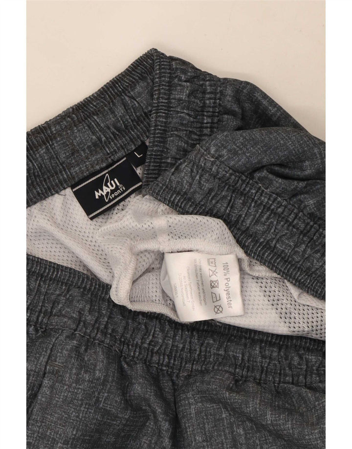 Pantaloncini sportivi vintage da uomo grandi in poliestere grigio