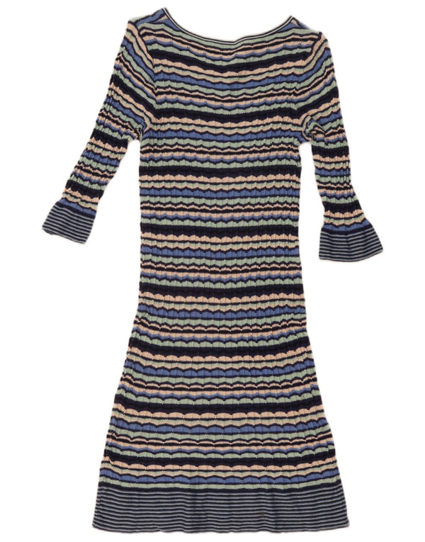 Abito maglione da donna con maniche a 3/4 Oasis UK 12 a righe multicolori medie