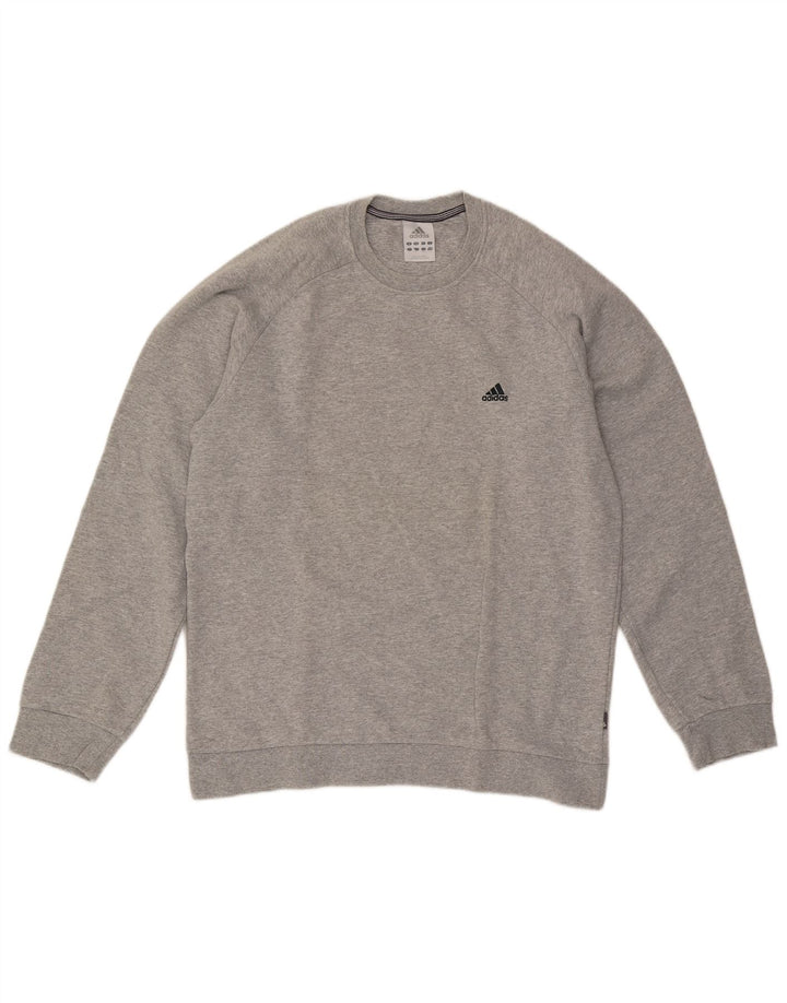 Felpa Adidas da uomo maglione grande in cotone chiazzato grigio