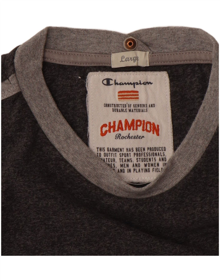 T-shirt grafica da uomo Champion Top grande in cotone grigio