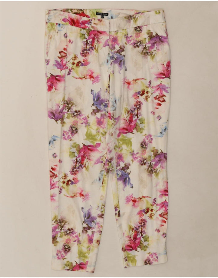 WAREHOUSE Womens Cropped Trousers UK 12 Medium W32 L26 Multicoloured Vintage Warehouse and Second-Hand Warehouse from Messina Hembry 