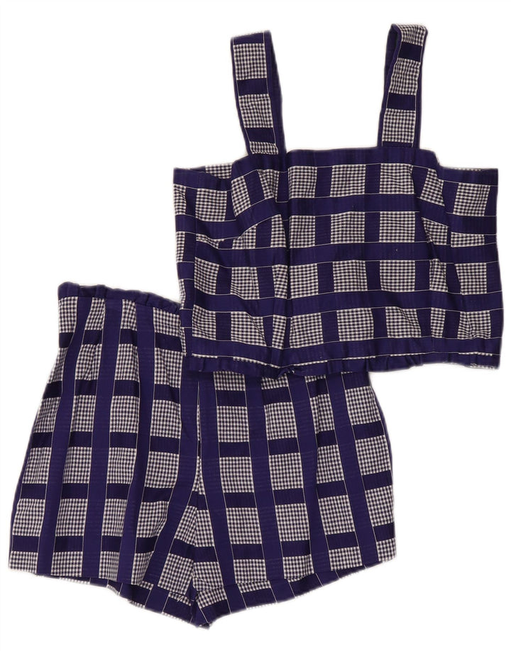 Set da 2 pezzi vintage da donna UK 2 2XS blu a quadri