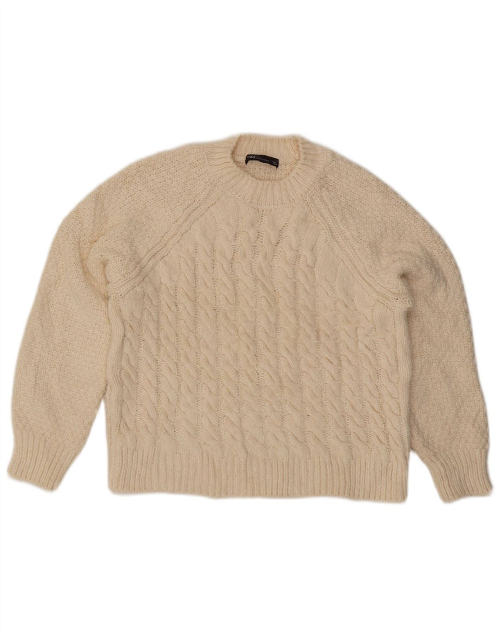 Maglione maglione girocollo da donna Marks & Spencer UK 10 piccolo bianco sporco