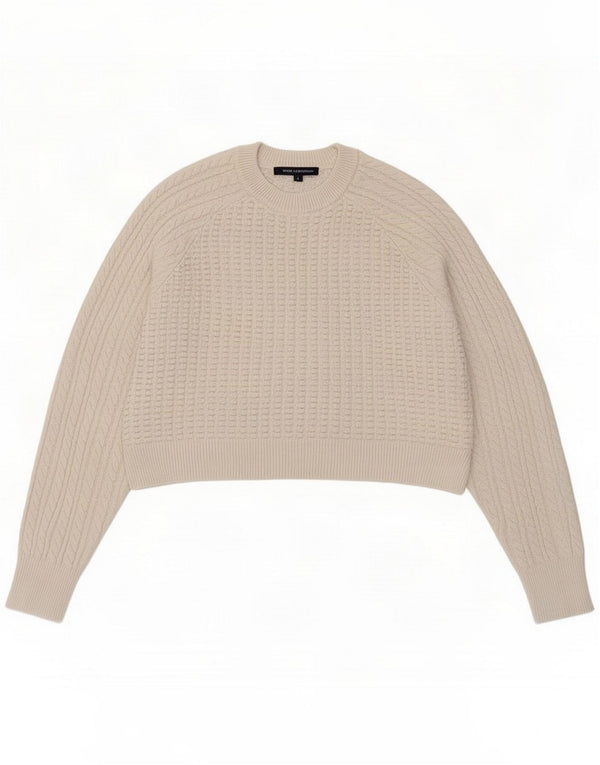 French Connection Womens Crop Crew Neck Jumper Sweater UK 16 Large White