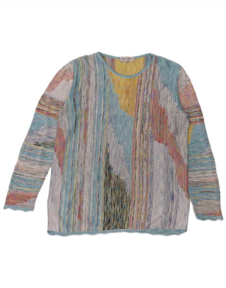 Maglione maglione girocollo da donna MARCAZZANI UK 16 grande multicolore