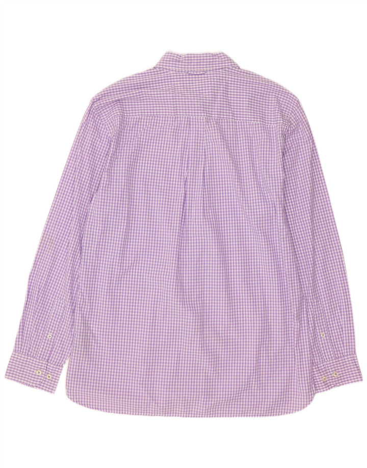Tommy Hilfiger Camicia da uomo su misura misura grande in cotone a quadretti viola