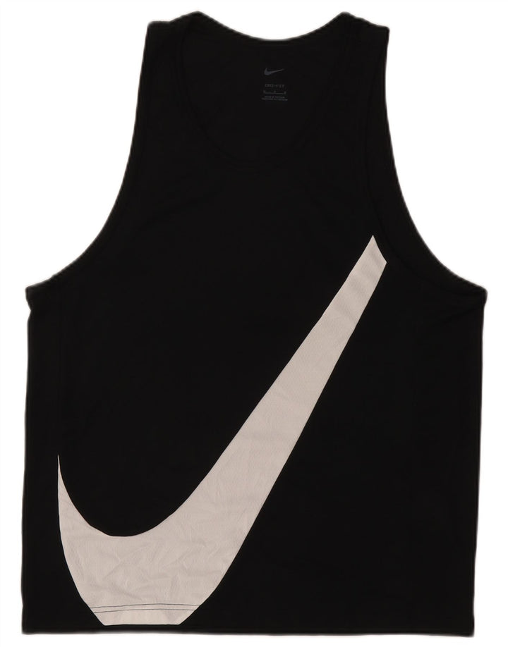 Canotta grafica Nike Dri Fit da uomo, poliestere medio nero