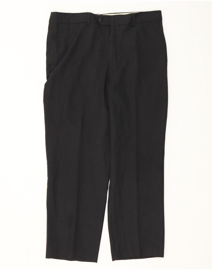 Pantaloni da abito dritti da uomo FARAH W36 L28 poliestere nero