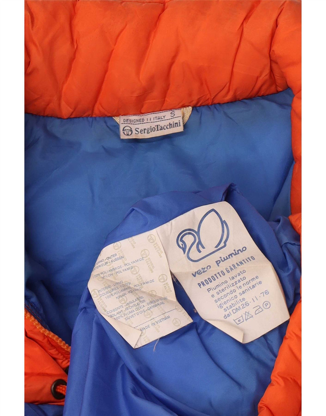 Giacca imbottita con cappuccio da uomo Sergio Tacchini UK 36 Small Arancione Poliammide