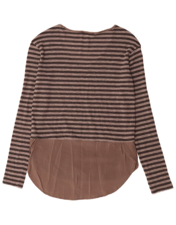 Top Zara da donna a maniche lunghe UK 10 piccolo a righe marroni