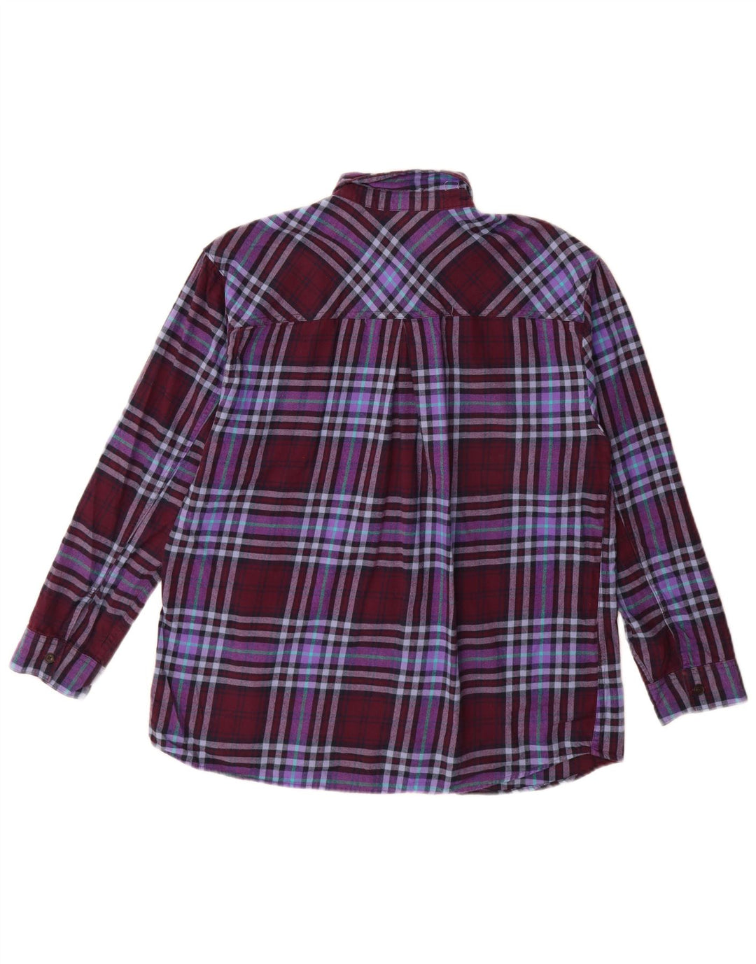EDDIE BAUER Camicia in flanella da donna con vestibilità boyfriend UK 14 Check bordeaux medio