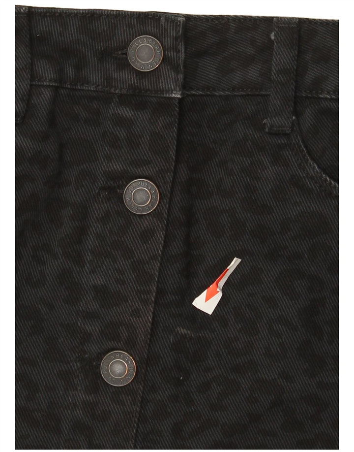 Gonna di jeans da donna Pull & Bear piccola W26 cotone nero con stampa animalier