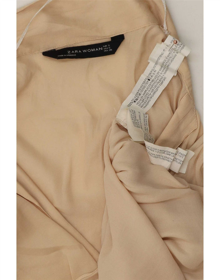 Abito chemisier oversize a maniche lunghe da donna Zara UK 10 piccolo poliestere beige