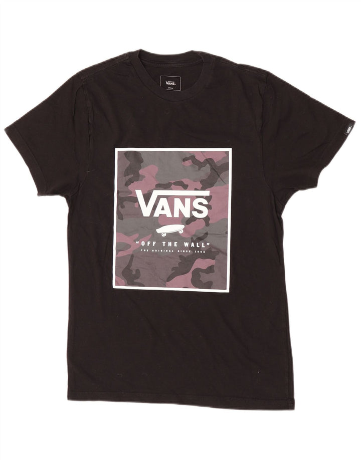 T-shirt grafica personalizzata da uomo Vans Top Small in cotone nero