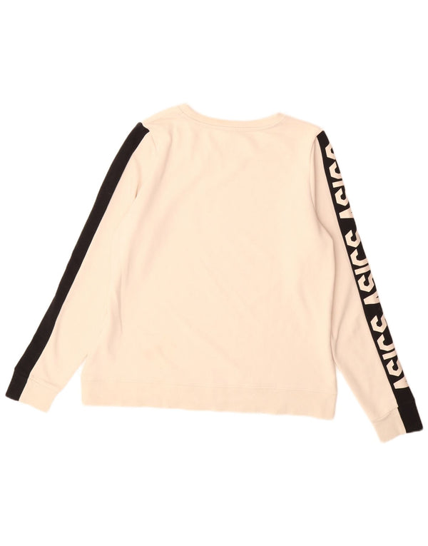 Felpa grafica da donna Asics, maglione UK 14, color block beige medio