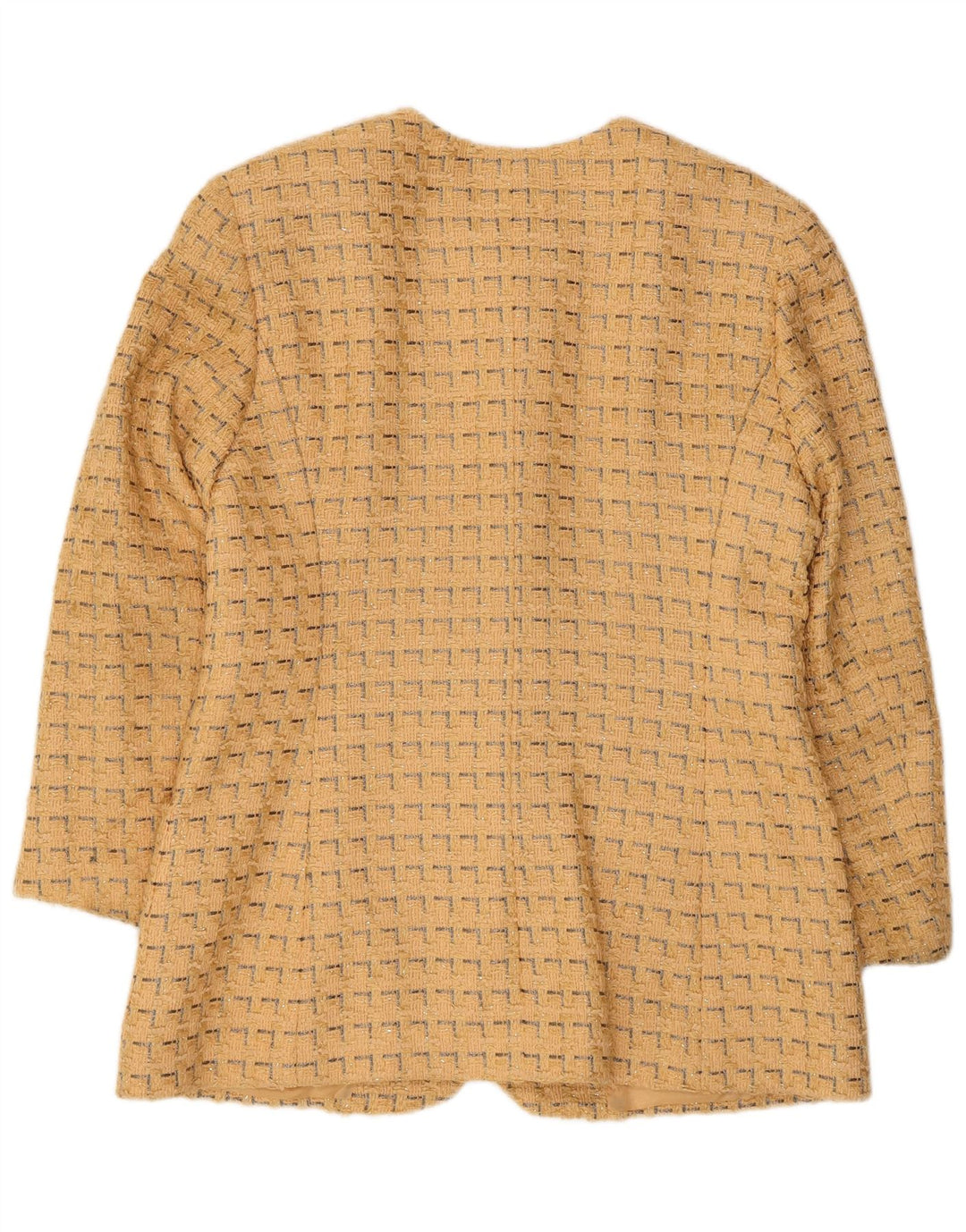 Giacca blazer da donna a 5 bottoni Jaeger UK 12 Cotone geometrico giallo medio
