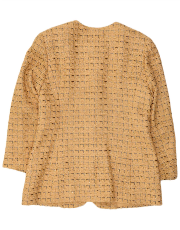 Giacca blazer da donna a 5 bottoni Jaeger UK 12 Cotone geometrico giallo medio