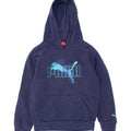 PUMA Boys Graphic Hoodie Jumper 7-8 Years Small Navy Blue Vintage Puma and Second-Hand Puma from Messina Hembry 